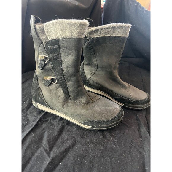 TEVA Haley Boots Women's Size 8 Leather Mid Calf Waterproof Lined - Picture 1 of 4